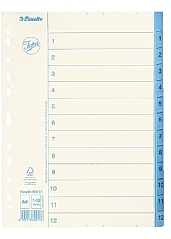 Pappersregister JOPA A4 1-12 vit/blå
