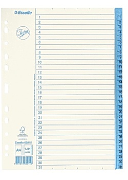 Pappersregister JOPA A4 1-31 vit/blå