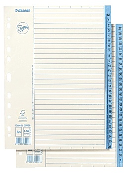 Pappersregister JOPA A4 1-52 vit/blå