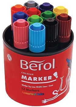 Fiberpenna BEROL Colourmarker 12 färger