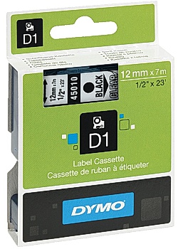 Tape DYMO D1 12mm svart på klar