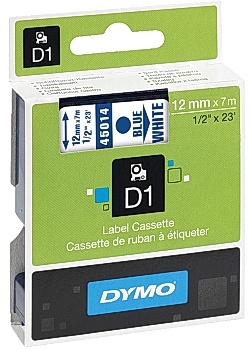 Tape DYMO D1 12mm blå på vit