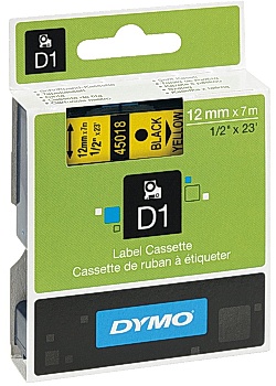 Tape DYMO D1 12mm svart på gul
