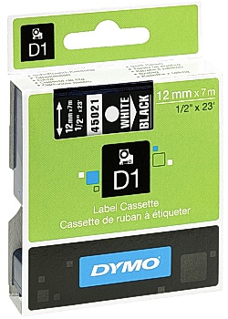Tape DYMO D1 12mm vit på svart