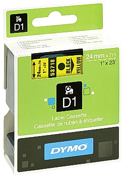 Tape DYMO D1 24mm svart på gul