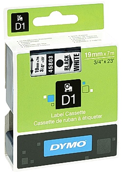 Tape DYMO D1 19mm svart på vit