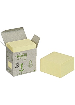 Notes kub POST-IT 100% recycl 76x76 gul