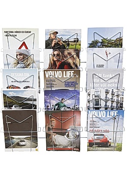 Broschyrställ A4 stående 15-fack silver