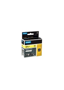 Tape Rhino flex nylon 12mm svart på gul