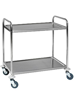 Rullbord 2 hyllplan rostfri