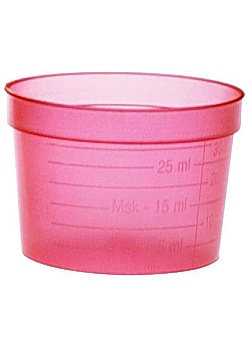 Medicinbägare bred röd kväll 30ml 50/FP