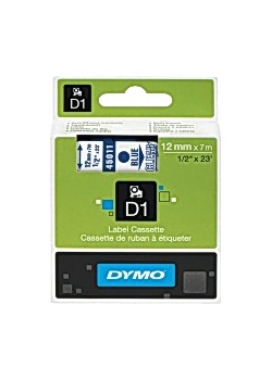 Tape DYMO D1 12mm blå på klar