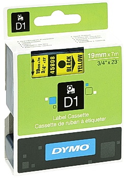 Tape DYMO D1 19mm svart på gul