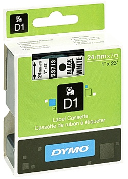 Tape DYMO D1 24mm svart på vit