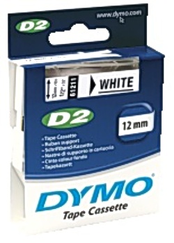 Tape DYMO D2 12mm svart på vit