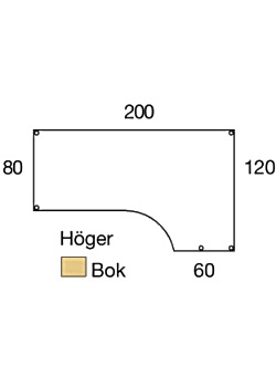 Bord Höger 200x120cm boklaminat/svart