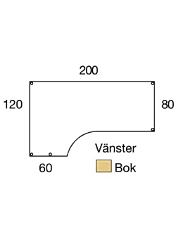 Bord Vänster 200x120cm boklaminat/svart