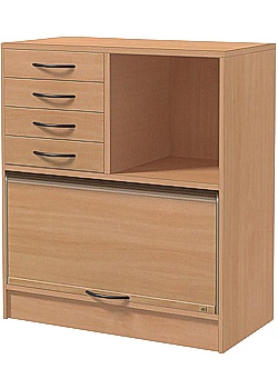 Skåp jalusi, lådor H92,5cm boklaminat
