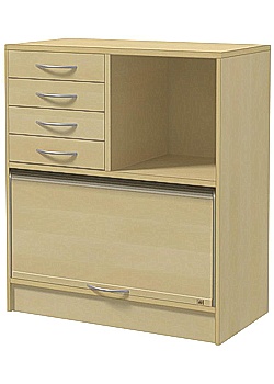 Skåp jalusi, lådor H92,5cm björklaminat