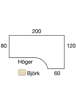 Bord El Höger 200x120cm björklaminat/grå