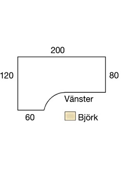 Bord El Vänster 200x120cm björklam/grå