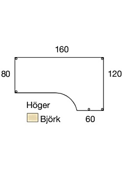 Bord frist H 1,6x1,2x0,8x0,6m björkl/sv