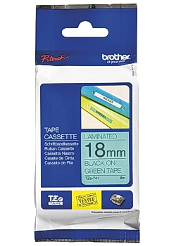 Tape BROTHER TZE741 18mm svart på grön