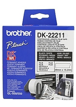 Etikett BROTHER löpande 29mmx15,24m vit