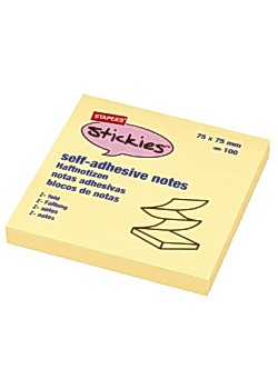 Staples Notes Z-block 76x76 mm gul (fp om 12 x 100 blad)