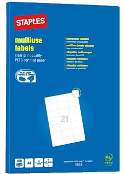 Staples Etikett 70x42,3mm (fp om 2100 st)