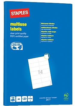 Staples Etikett 105x41mm (fp om 1400 st)