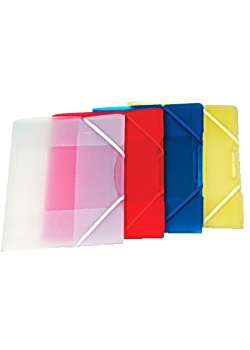 Gummibandsmapp plast 3-kl A4 transp/röd