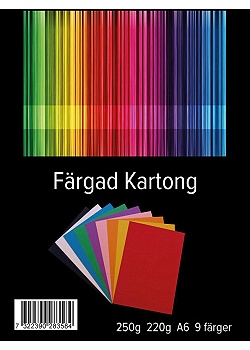 Kartong A6 220g 9 färger