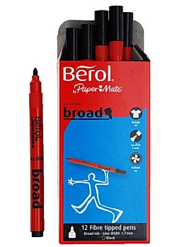 Fiberpenna BEROL Colourbroad svart (12)