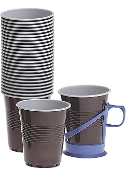 Plastbägare automat 18cl brun/vit (100)