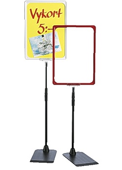 Teleskopställ inkl fot+stång+ram A4 röd