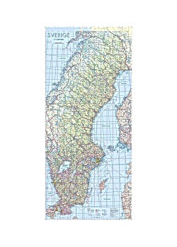 Karta Sverige rullad i tub 74x160cm