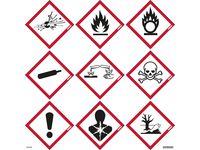Skylt Faropiktogram CLP 9st 85x85mm