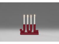 KONSTSMIDE Ljusstake 4-arm JUL trä röd