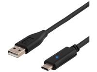 Kabel DELTACO USB-C A Ha 1m Svart