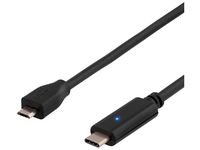 Kabel DELTACO USB-C Micro B 1m Svart