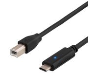 Kabel DELTACO USB-C B Ha 1m Svart