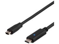 Kabel DELTACO USB-C Mini B 1m Svart