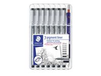 Fineliner STAEDTLER pigment svart 7+1/FP