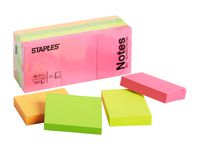 Notes STAPLES 38x51mm Neon 12/FP