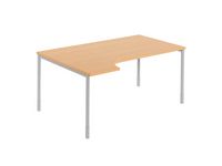 Hörnskrivbord vä 1800x1200x740 bok/silv