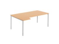 Hörnskrivbord vä 2000x1200x740 bok/silv