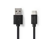 Kabel NEDIS USB-A - USB-C 2m Svart