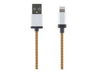 Kabel USB - Lightning, tygklädd, orange